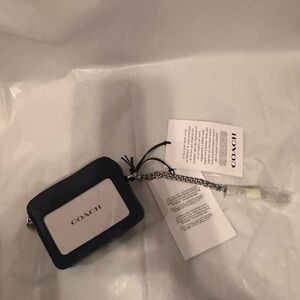 NWT- Coach Quilted Denim Small Wallet/Card Holder with Chain